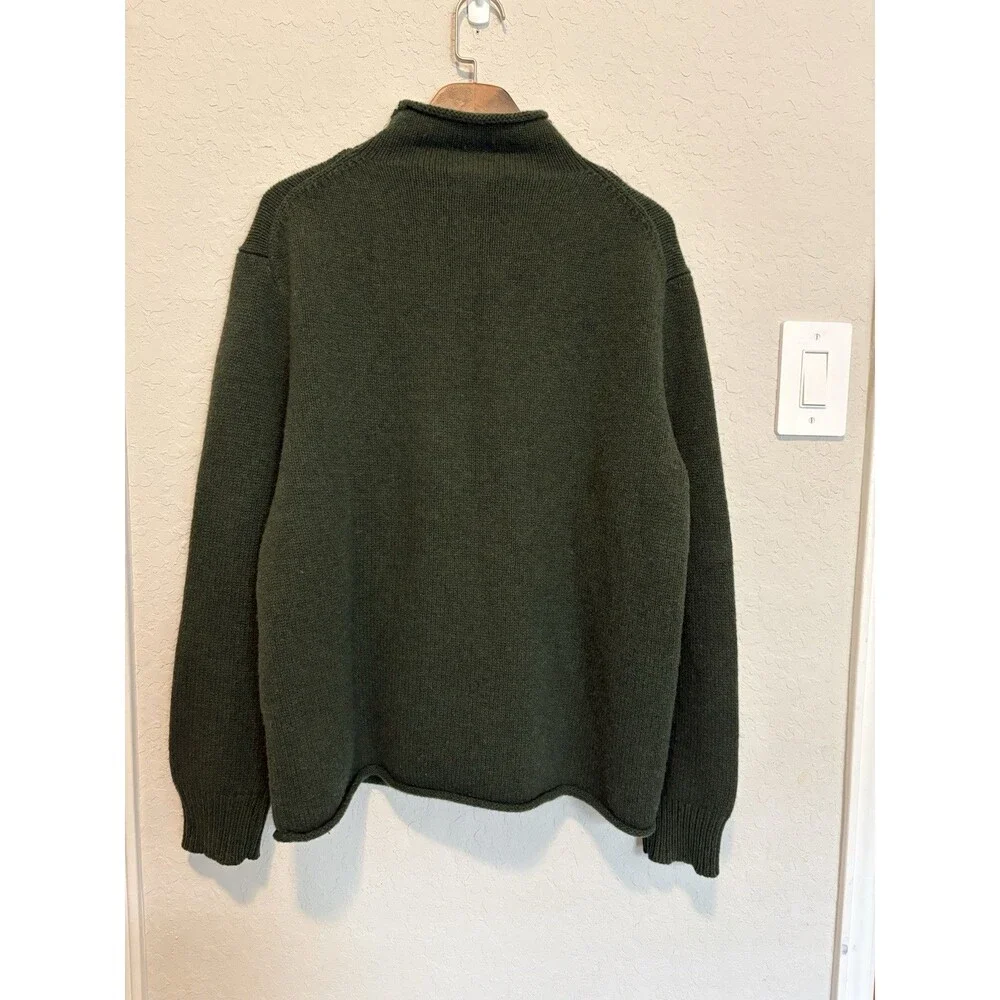 J. Crew Oarsman 100% Lambswool Mens Rollneck Sweater Size Large Fisherman Green